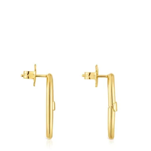 Pendientes cortos con baño de oro 18 kt sobre plata Hold Oval^TOUS New