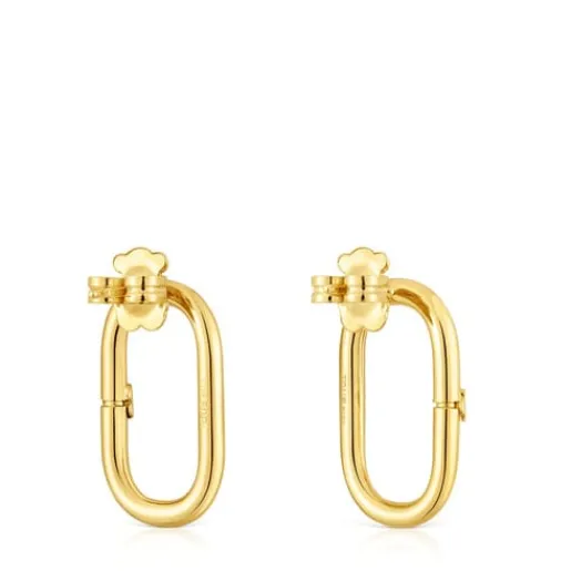 Pendientes cortos con baño de oro 18 kt sobre plata Hold Oval^TOUS New
