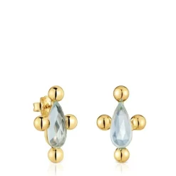 Pendientes cortos con baño de oro 18 kt sobre plata y topacio Sugar Party^TOUS Outlet