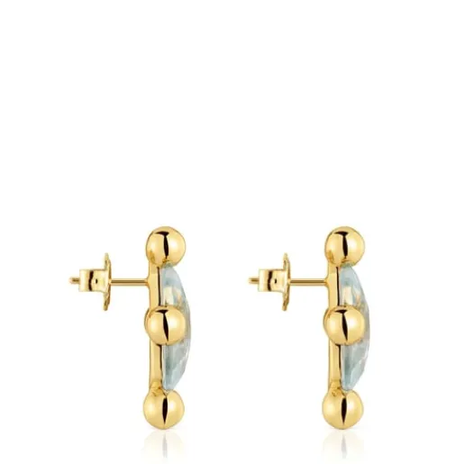 Pendientes cortos con baño de oro 18 kt sobre plata y topacio Sugar Party^TOUS Outlet