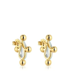Pendientes cortos con baño de oro 18 kt sobre plata y topacio Sugar Party^TOUS Outlet