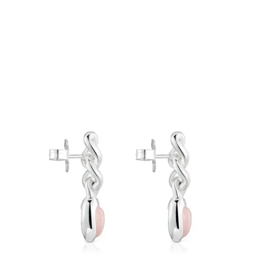 Pendientes cortos corazón de plata y calcedonia Bold Motif^TOUS Clearance