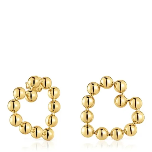 Pendientes cortos corazón con baño de oro 18 kt sobre plata Sugar Party^TOUS Discount