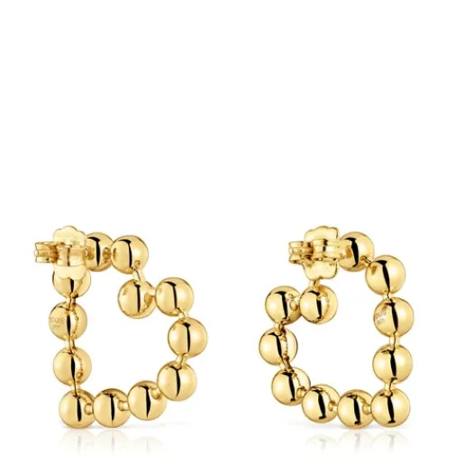 Pendientes cortos corazón con baño de oro 18 kt sobre plata Sugar Party^TOUS Discount