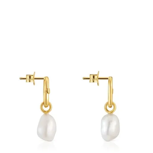 Pendientes cortos de oro y perlas cultivadas Hold Oval^TOUS Best