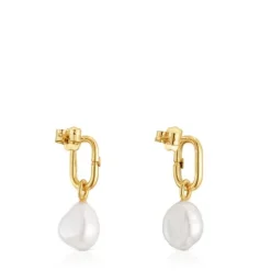 Pendientes cortos de oro y perlas cultivadas Hold Oval^TOUS Best