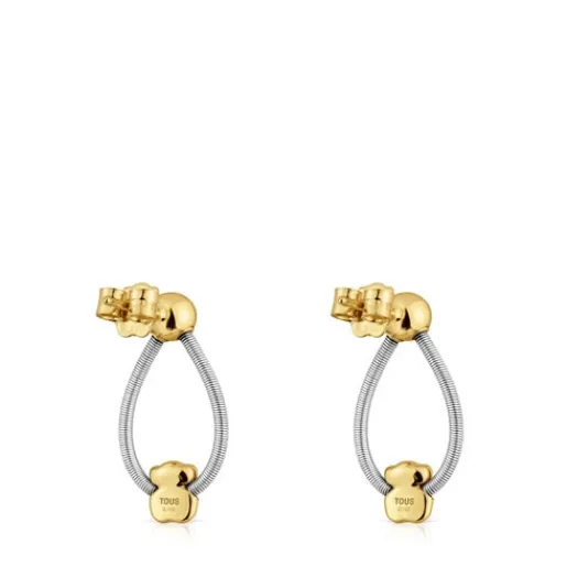 Pendientes cortos de oro y acero Mesh Tube^TOUS