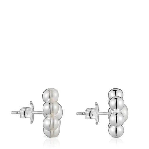 Pendientes cortos de plata flor y perlas cultivadas Sugar Party^TOUS New