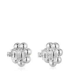 Pendientes cortos de plata flor y perlas cultivadas Sugar Party^TOUS New