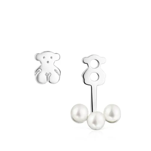Pendientes cortos de plata con perlas Nocturne^TOUS Online