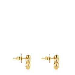 Pendientes cortos flor con baño de oro 18 kt sobre plata y rodolita Sugar Party^TOUS Discount