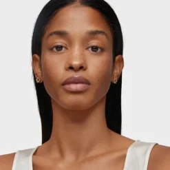 Pendientes cortos flor con baño de oro 18 kt sobre plata y rodolita Sugar Party^TOUS Discount