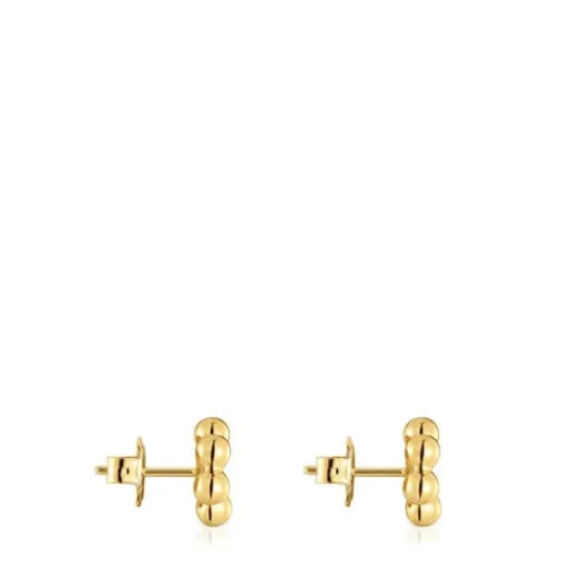 Pendientes cortos flor con baño de oro 18 kt sobre plata y iolita Sugar Party^TOUS