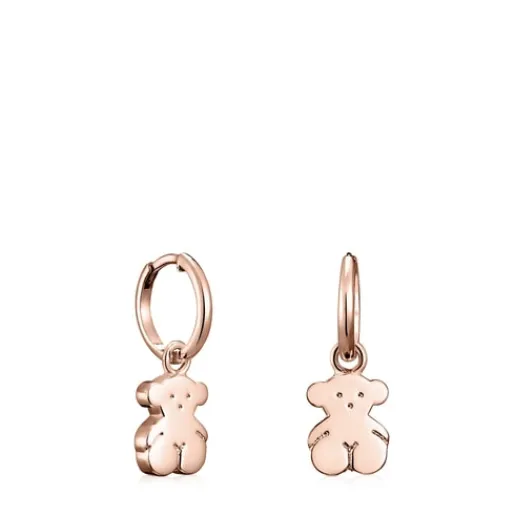 Pendientes cortos oso con baño de oro rosa 18 kt sobre plata Sweet Dolls^TOUS Online