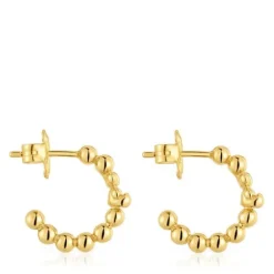 Pendientes de aro con baño de oro de 18 kt sobre plata y motivo oso Gloss^TOUS Clearance