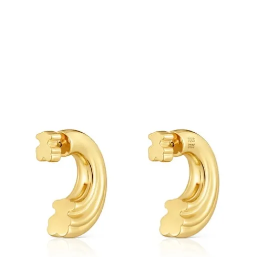 Pendientes de aro con baño de oro 18 kt sobre plata y motivo oso 1950^TOUS Outlet