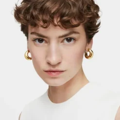 Pendientes de aro con baño de oro de 18 kt sobre plata Galia Basics^TOUS New
