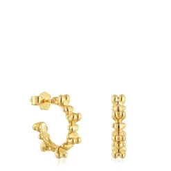 Pendientes de aro con baño de oro 18 kt sobre plata 12 mm Bold Bear^TOUS Sale