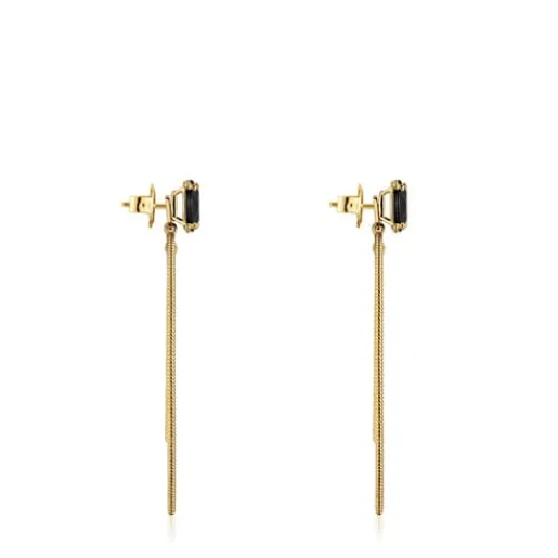Pendientes de aro con baño de oro 18 kt sobre plata y ónix Cachito Mío^TOUS Clearance