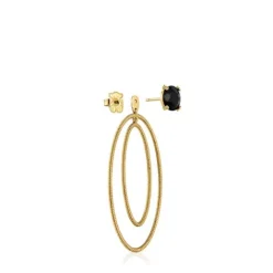 Pendientes de aro con baño de oro 18 kt sobre plata y ónix Cachito Mío^TOUS Clearance