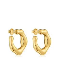 Pendientes de aro con baño de oro 18 kt sobre plata Tabit^TOUS Best
