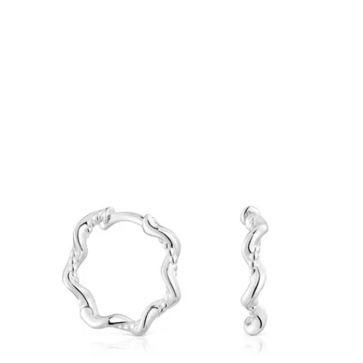 Pendientes de aro de plata 10 mm Twisted^TOUS Discount