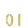 Pendientes de aro doble con baño de oro de 18 kt sobre plata Gloss^TOUS