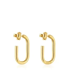 Pendientes de aro largos con baño de oro 18 kt sobre plata 25 mm Basicos^TOUS Best
