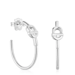 Pendientes de aro largos de plata y motivo MANIFESTO^TOUS Best