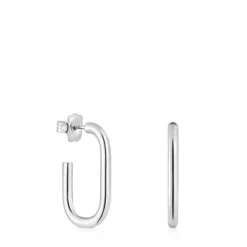 Pendientes de aro largos de plata 25 mm Basicos^TOUS Discount