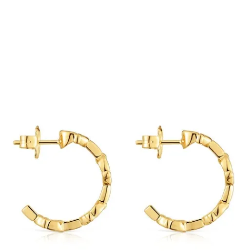 Pendientes de aro logo con baño de oro 18 kt sobre plata 17,4 mm MANIFESTO^TOUS Discount