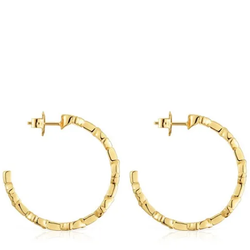 Pendientes de aro logo con baño de oro 18 kt sobre plata 30 mm MANIFESTO^TOUS Hot