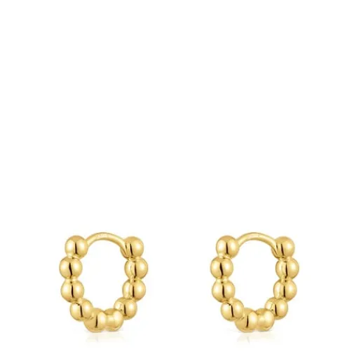 Pendientes de aro pequeños con detalles con baño de oro de 18 kt sobre plata 10 mm Gloss^TOUS Sale