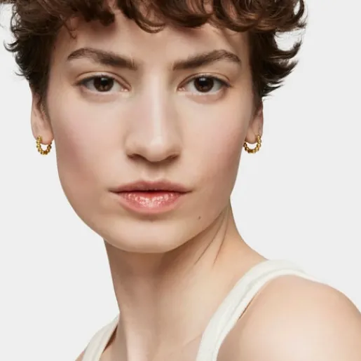 Pendientes de aro pequeños con detalles con baño de oro de 18 kt sobre plata 10 mm Gloss^TOUS Sale