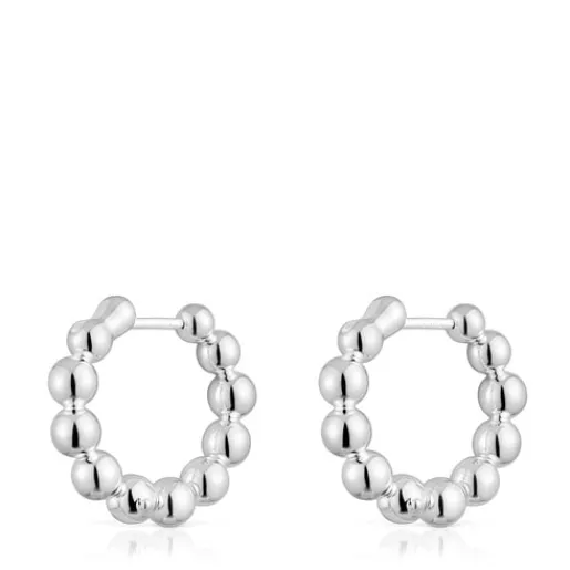 Pendientes de aro pequeños con detalles de plata 15 mm Gloss^TOUS Outlet