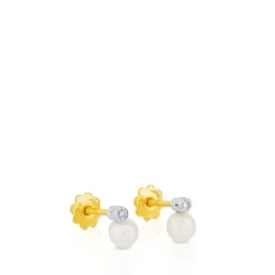 Pendientes de blanco, diamantes y perlas cultivadas Basics^TOUS Hot