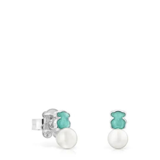 Pendientes de con amazonita y perla Mini Color^TOUS Best