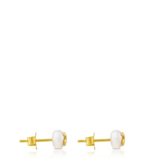 Pendientes en oro y perla cultivada Bear^TOUS Clearance