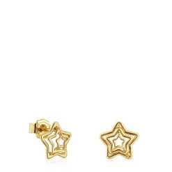 Pendientes estrella con baño de oro 18 kt sobre plata Bickie^TOUS