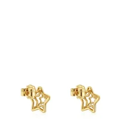 Pendientes estrella con baño de oro 18 kt sobre plata Bickie^TOUS