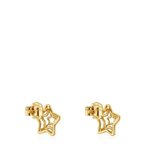 Pendientes estrella con baño de oro 18 kt sobre plata Bickie^TOUS