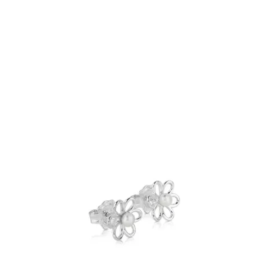 Pendientes flor de plata y perlas cultivadas Maggie^TOUS