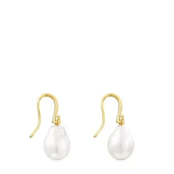 Pendientes gota con baño de oro 18 kt sobre plata y perla Gloss^TOUS Outlet