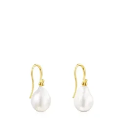 Pendientes gota con baño de oro 18 kt sobre plata y perla Gloss^TOUS Clearance