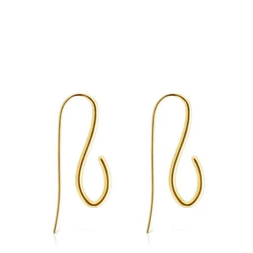 Pendientes largos con baño de oro 18 kt sobre plata Bent^TOUS