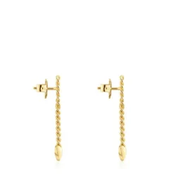 Pendientes largos corazón con baño de oro 18 kt sobre plata Bold Motif^TOUS Outlet