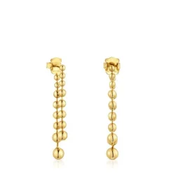 Pendientes largos dobles con baño de oro de 18 kt sobre plata Gloss^TOUS Online