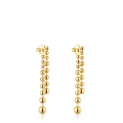Pendientes largos dobles con baño de oro de 18 kt sobre plata Gloss^TOUS Online