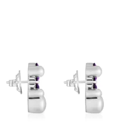 Pendientes motivo oso de plata y zafiro lila creado en laboratorio 23 mm Color Bear LGG^TOUS Best