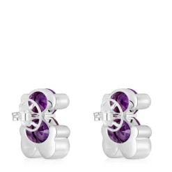 Pendientes motivo oso de plata y zafiro lila creado en laboratorio 23 mm Color Bear LGG^TOUS Best